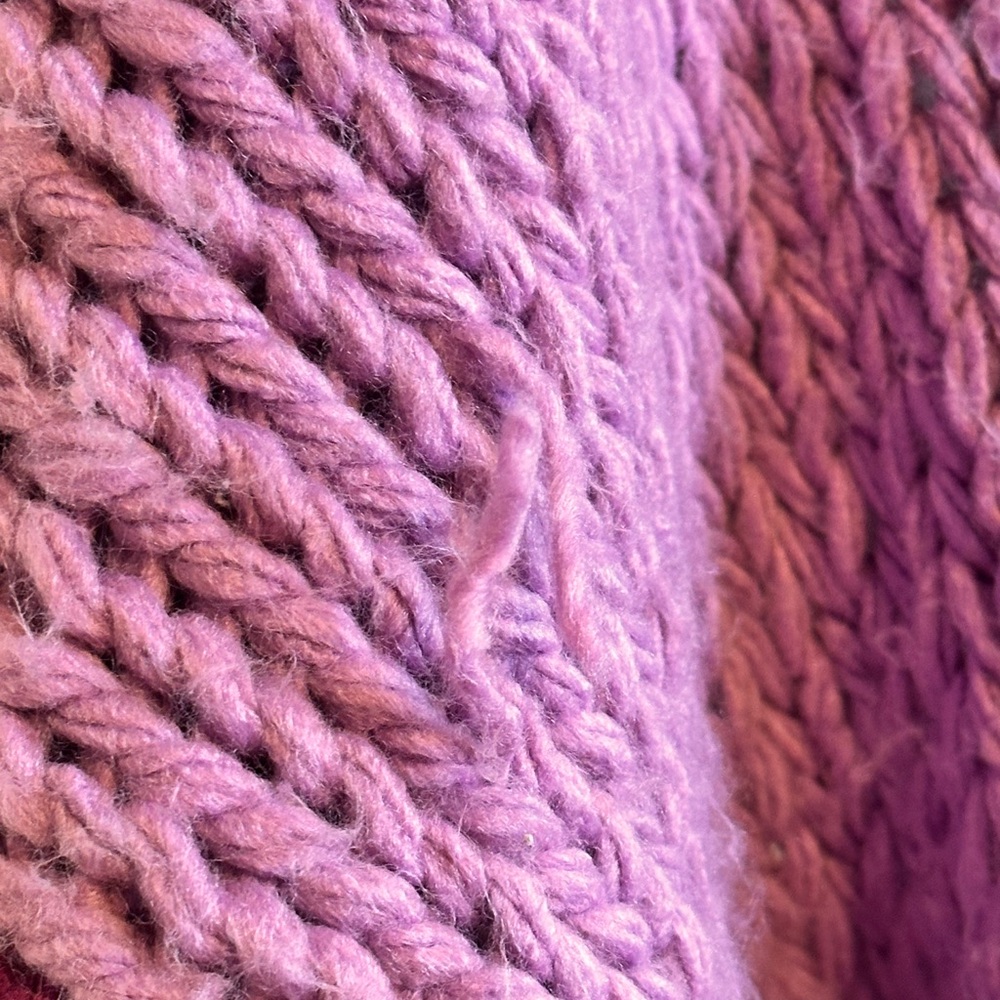 FRNCH Women's Cozycore Cottagecore Fishercore Purple and Brown Knit Cardigan - Picture 6 of 12